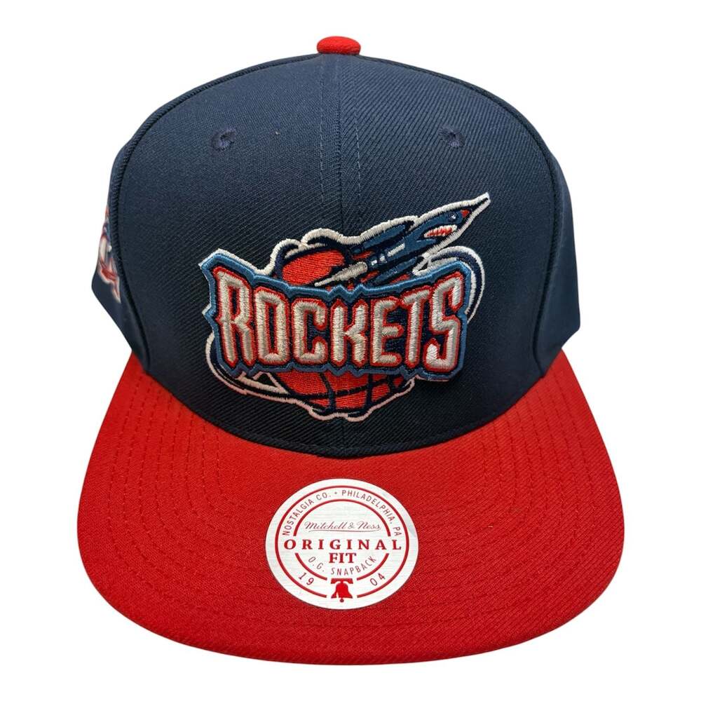 Mitchell & Ness Houston Rockets Hardwood Classics Navy and Red Core Side Snapbac